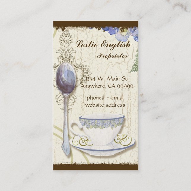 Tarjetas de visita elegantes del té del Shoppe de (Anverso)