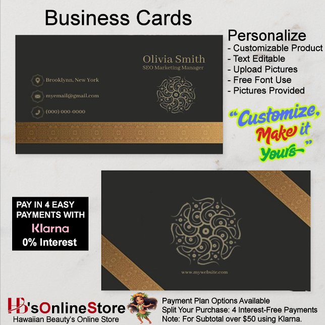 Tarjetas de visita elegantes editables por persona (Customizable Editable Elegant Business Cards 5.)