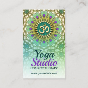 Tarjetas de visita empresarial Purple Green Yoga H