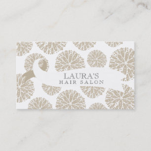 Tarjetas de visita en la peluquería de estilo beig