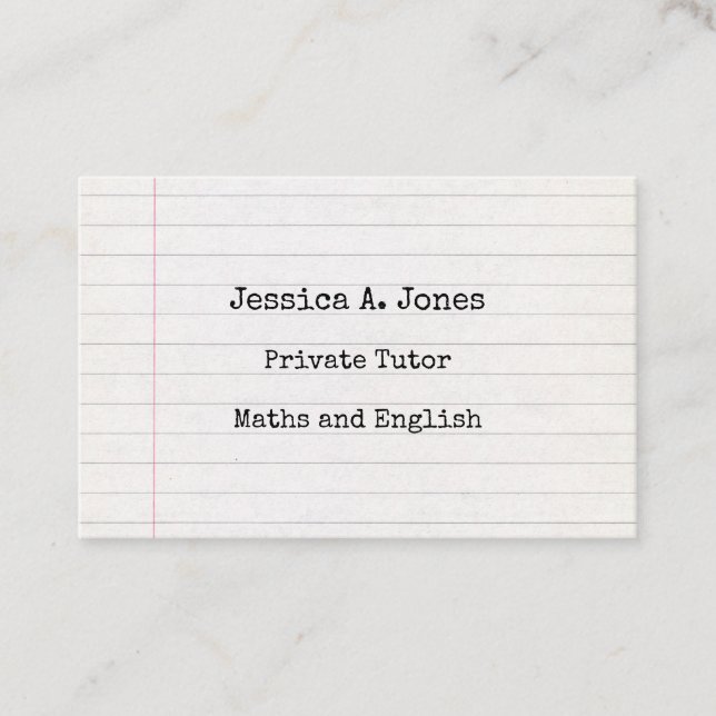 Tarjetas de visita English/Maths Tutor (Anverso)
