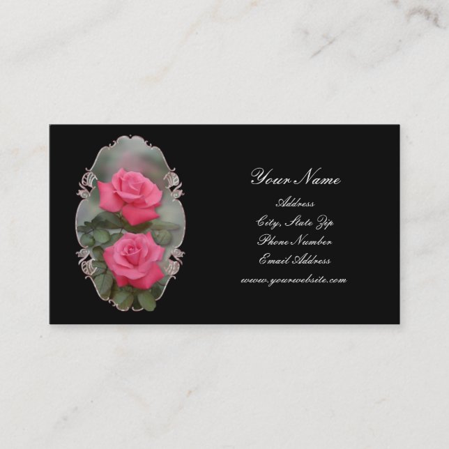 Tarjetas de visita enmarcadas de los rosas (Anverso)