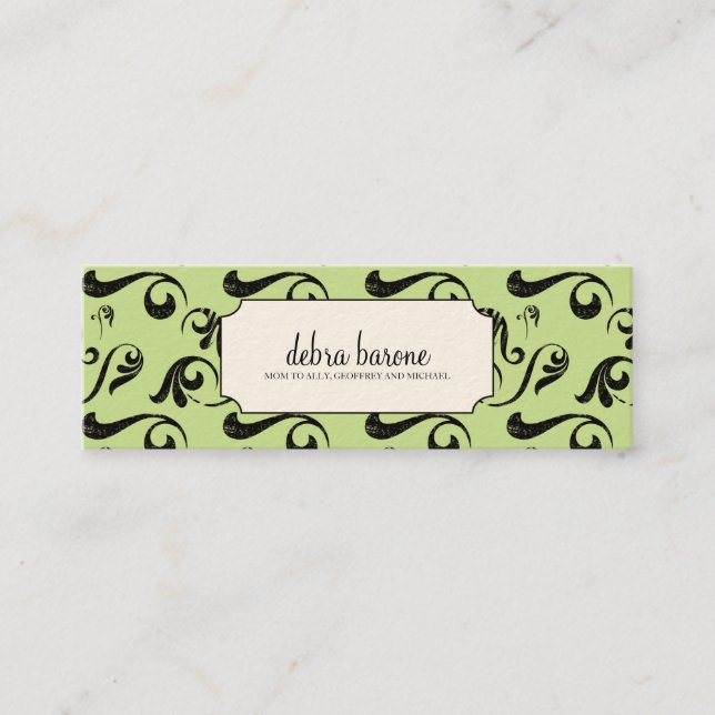 Tarjetas de visita enrrolladas de la mamá (Anverso)