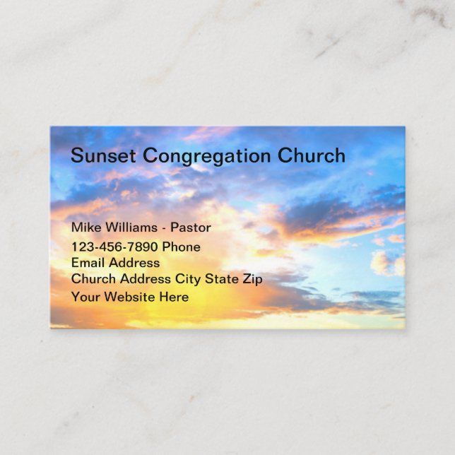 Tarjetas de visita escénica Church Sunset (Anverso)