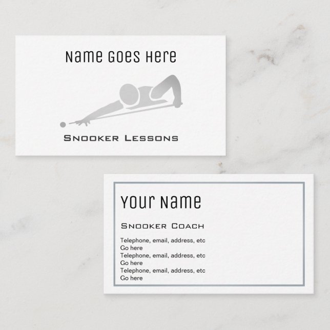 Tarjetas de visita "esenciales" del billar (Anverso / Reverso)