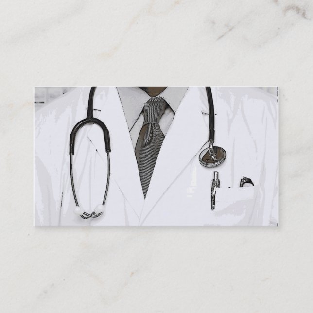 Tarjetas de visita estetoscopio Médico blanco negr (Anverso)