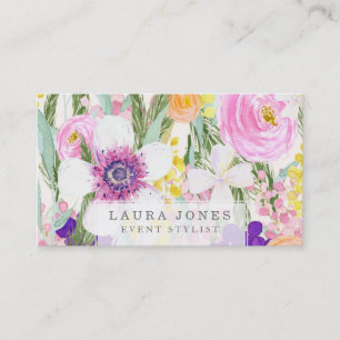 Tarjetas de visita estilísticas floristas acuarela