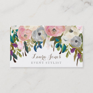 Tarjetas de visita estilísticas floristas pintadas
