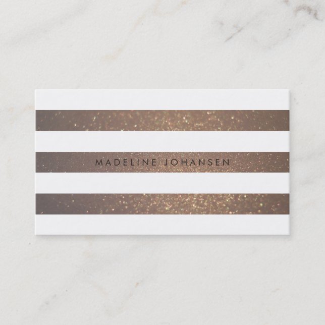 Tarjetas de visita estilísticas Gold White Stripes (Anverso)