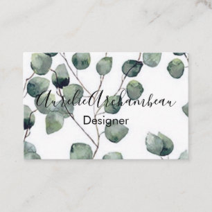 Tarjetas de visita - Eucalyptus B/W Green Design 2