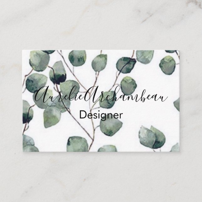 Tarjetas de visita - Eucalyptus B/W Green Design 2 (Anverso)