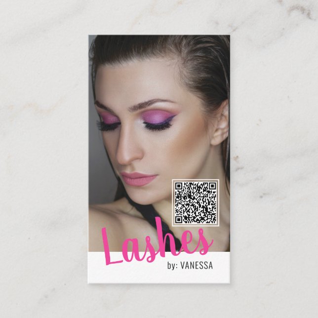 Tarjetas de visita Eyelash con código QR y fotos (Anverso)