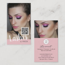 Tarjetas de visita Eyelash con código QR y fotos