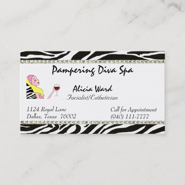 Tarjetas de visita Facialist/Esthetician Diva (Anverso)