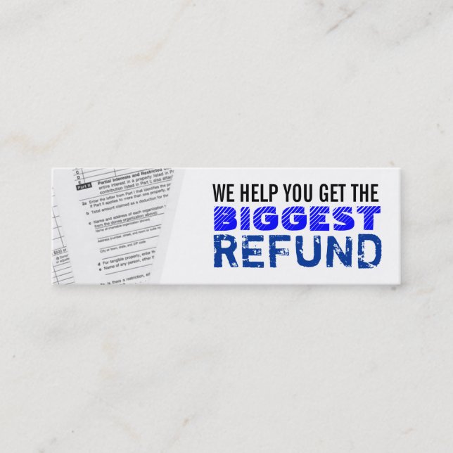 Tarjetas de visita flacas de los impuestos sobre (Anverso)