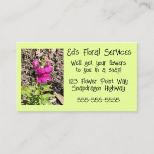 Tarjetas de visita floral, flor de Snapdragon