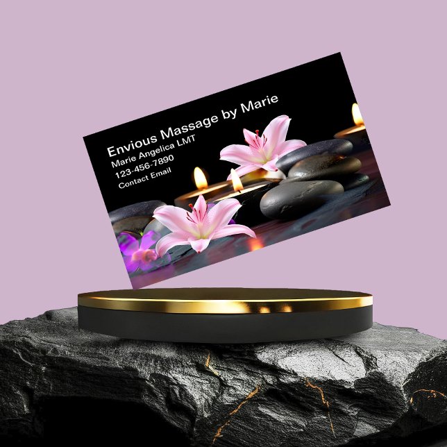 Tarjetas de visita Floral Hot Stone Massage (Subido por el creador)