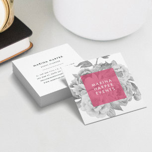 Tarjetas de visita Floral Square   Berry