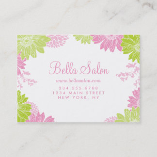 Tarjetas de visita floral verde y rosa moderno