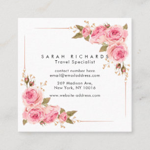 Tarjetas de visita florales cuadradas