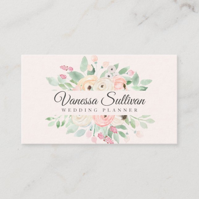 Tarjetas de visita florales de la acuarela (Anverso)