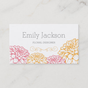 Tarjetas de visita florales de la dalia