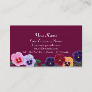Tarjetas de visita florales de los pensamientos