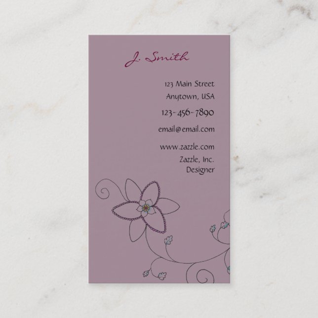 Tarjetas de visita florales del pavo real (Anverso)