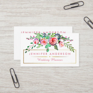 Tarjetas de visita florales del planificador de la