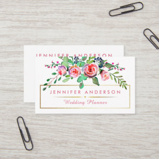 Tarjetas de visita florales del planificador de la