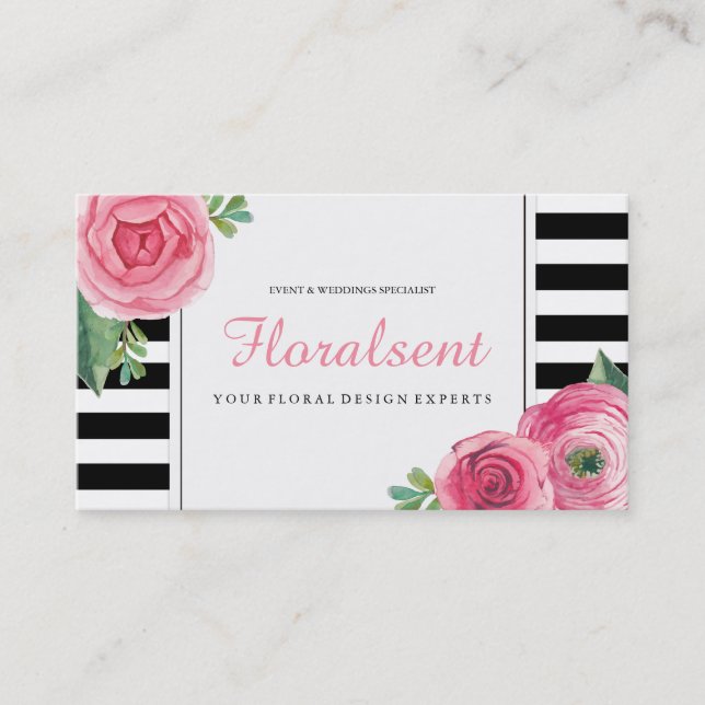 Tarjetas de visita florales hermosas de Acuarela (Anverso)