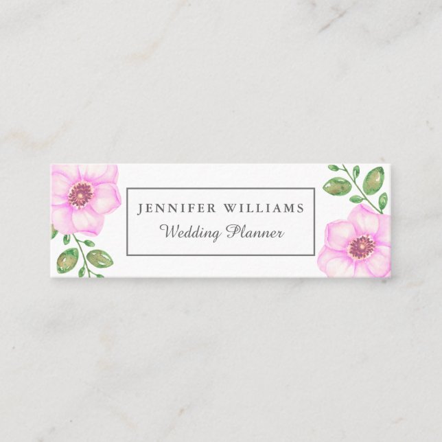 Tarjetas de visita florales rosadas (Anverso)