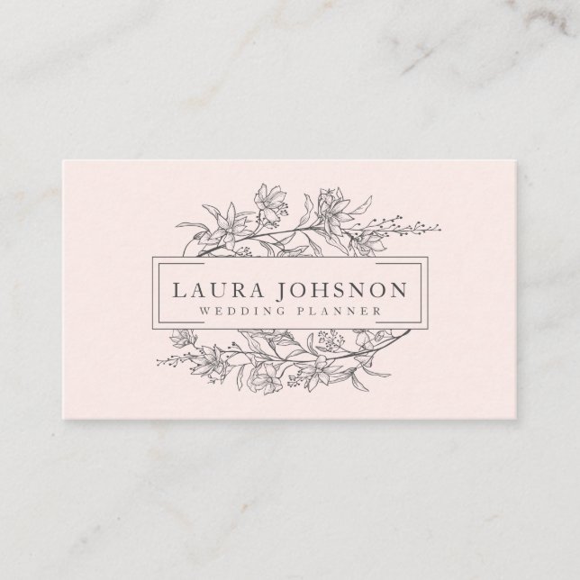 Tarjetas de visita florales rosadas del (Anverso)