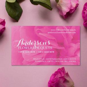 Tarjetas de visita floristas rosadas floridas