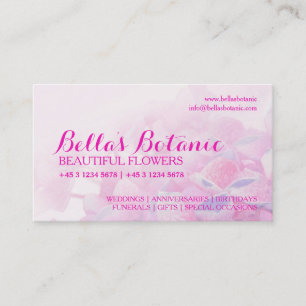 Tarjetas de visita floristería morada rosa florida