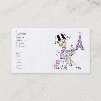 Tarjetas de visita francesas del chica del café