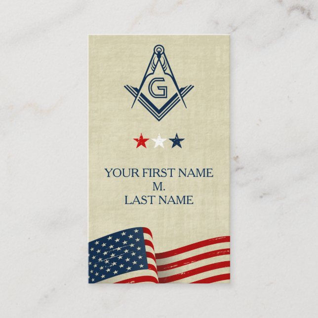 Tarjetas de visita Freemason | Bandera norteameric (Anverso)