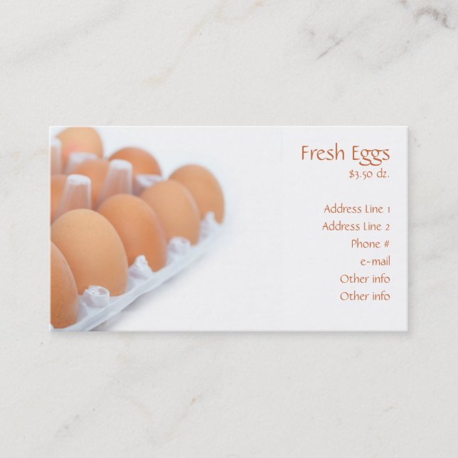 Tarjetas de visita frescas de los huevos (Anverso)