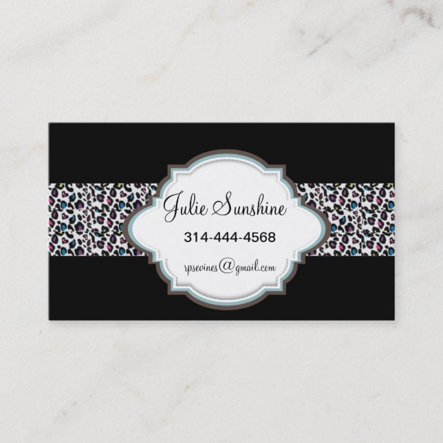Tarjetas de visita frescas del estampado leopardo (Anverso)