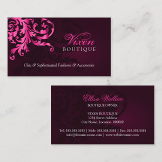 Tarjetas de visita fucsias elegantes del Flourish