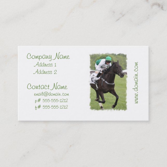 Tarjetas de visita galopantes del caballo de raza (Anverso)