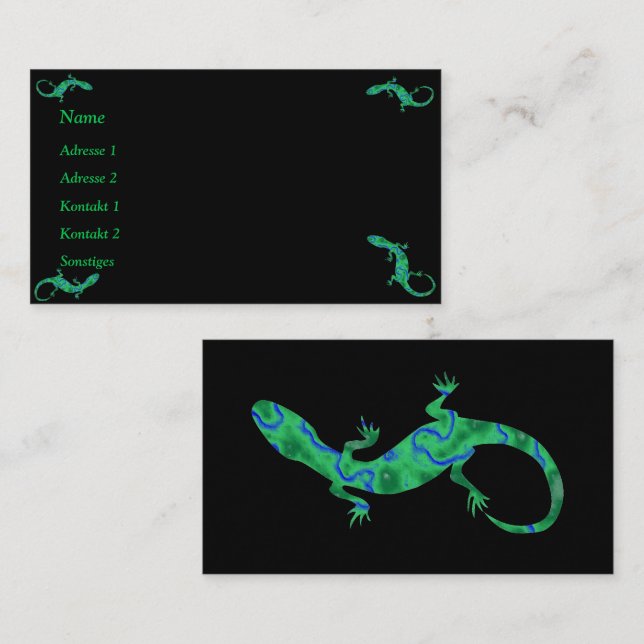 Tarjetas de visita Gecko verde (Anverso / Reverso)