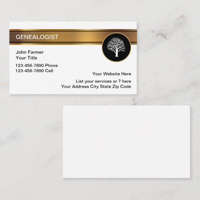 Tarjetas de visita genealógicas (Anverso / Reverso)