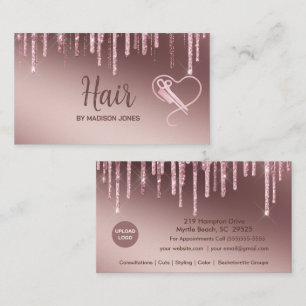 Tarjetas de visita Girly Hair Stylist Heart Purpur