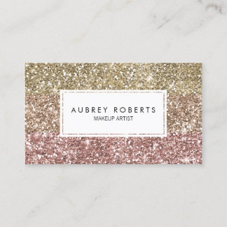 Tarjetas de visita Girly Rosa Purpurina Oro Rosa