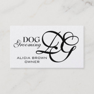 Tarjetas de visita Gold Black Monogram Dog Groomin