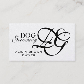 Tarjetas de visita Gold Black Monogram Dog Groomin