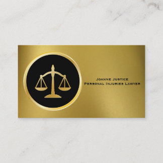 Tarjetas de visita Gold con escalas de justicia