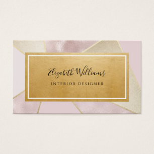 Tarjetas de visita Gold Rubor Pink Interior Design