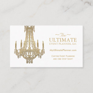 Tarjetas de visita Gold y White Chandelier
